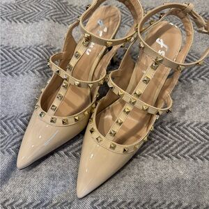 French Sole Beige Studded Heels